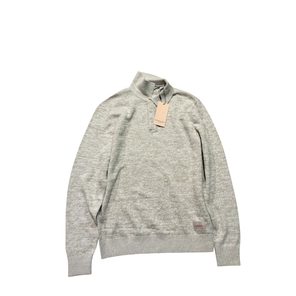 Scotch & Soda Mens Quarter Button Mock Neck Sweater Oatmeal Melange Size M NWT